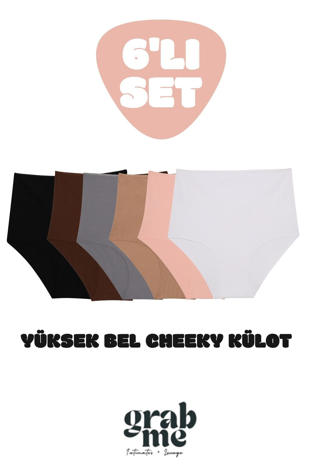 Lazer Kesim Yüksek Bel Cheeky Külot - 6'lı Set